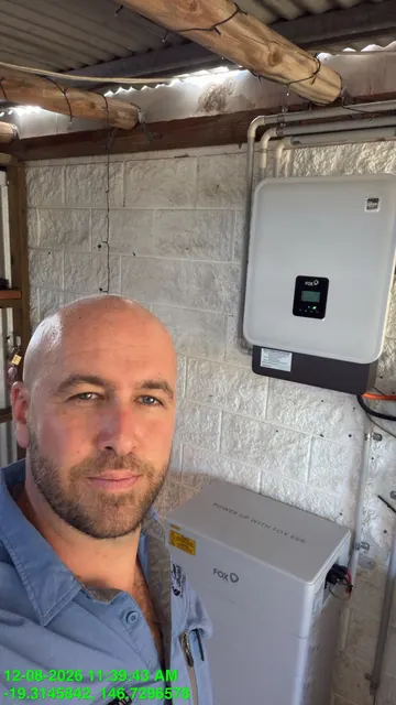 Gus on site with a battery installation — Sunnyville Solar